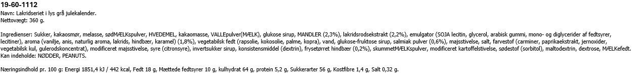 Lakridseriet 360 gr lys gr&aring;