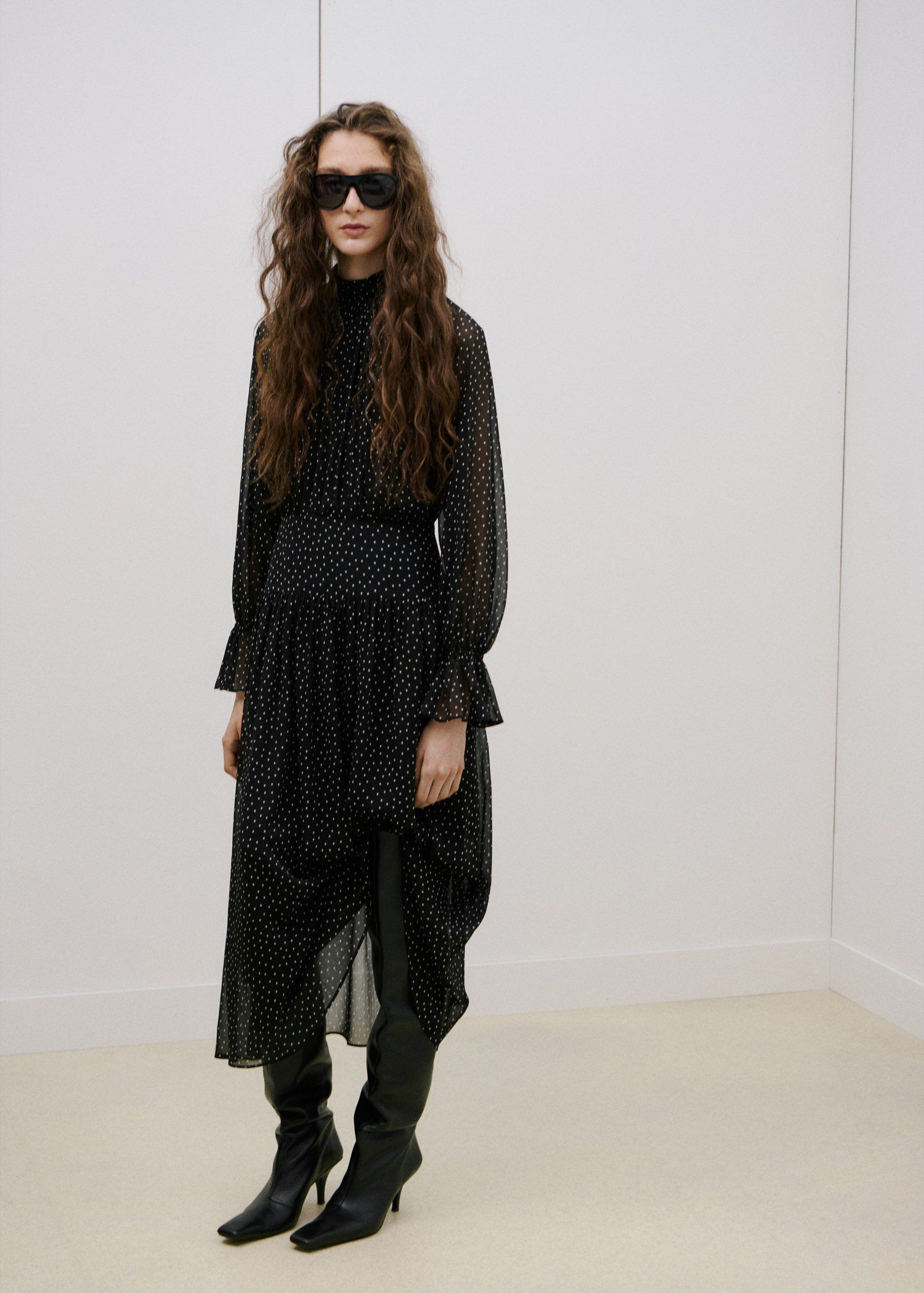 Gathered turtleneck dress