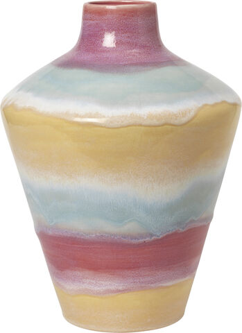 Poppery Vase med æble H32 cm pink/mint/gul