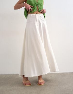 TSERIN DENIM MAXI SKIRT WH