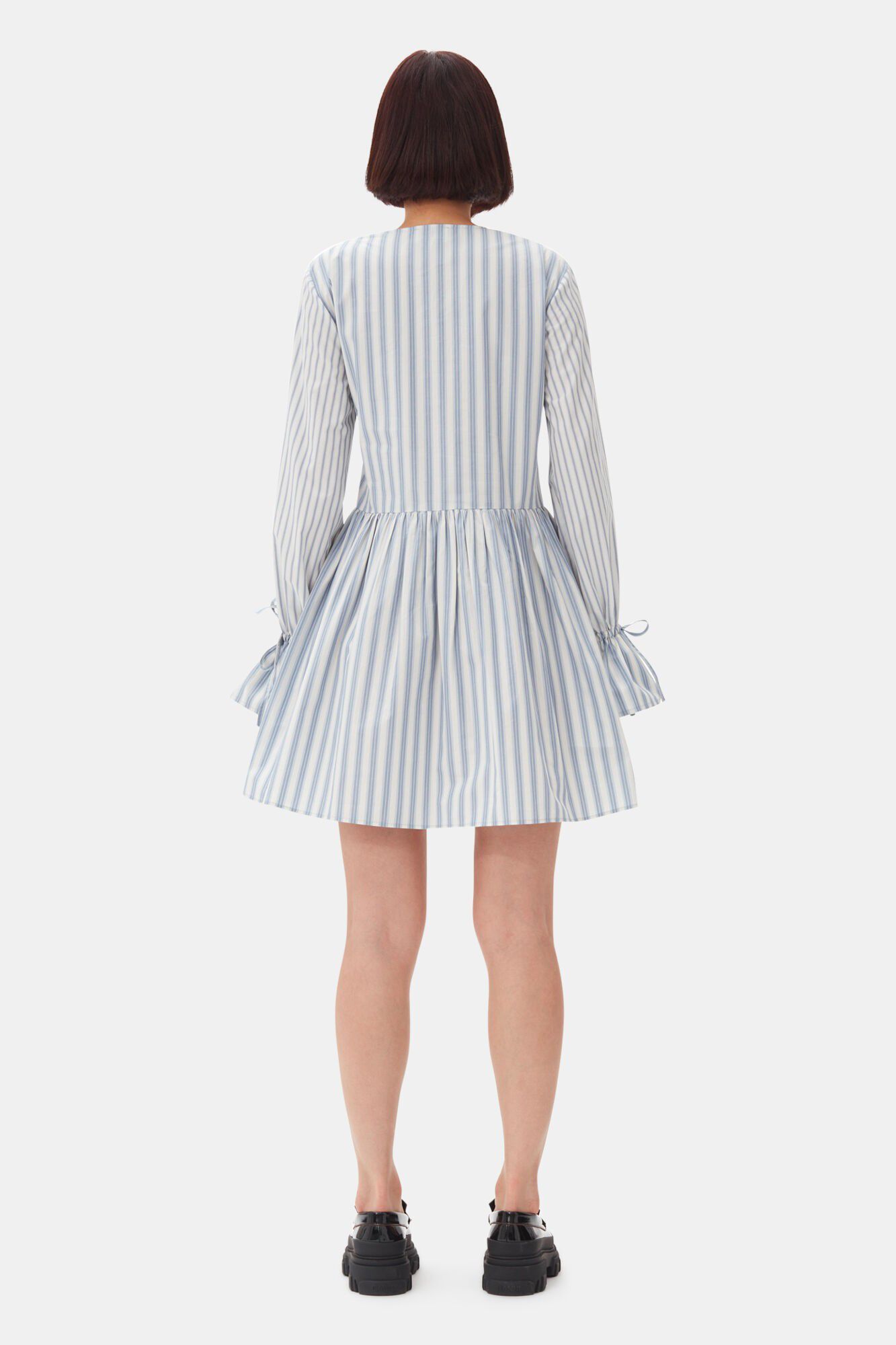 Stripe Cotton Mini Wrap Dress