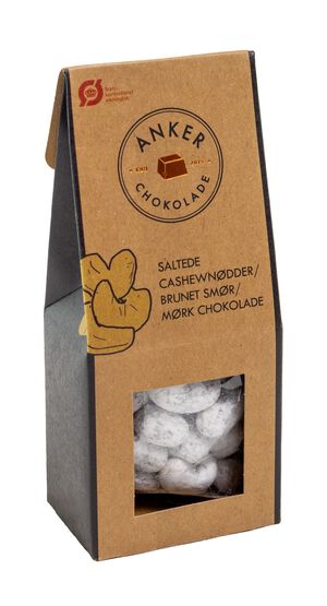 Cashewn&oslash;dder / brunet sm&oslash;r / flormelis / S&atilde;o Tom&eacute; 66% m&oslash;rk chokolade