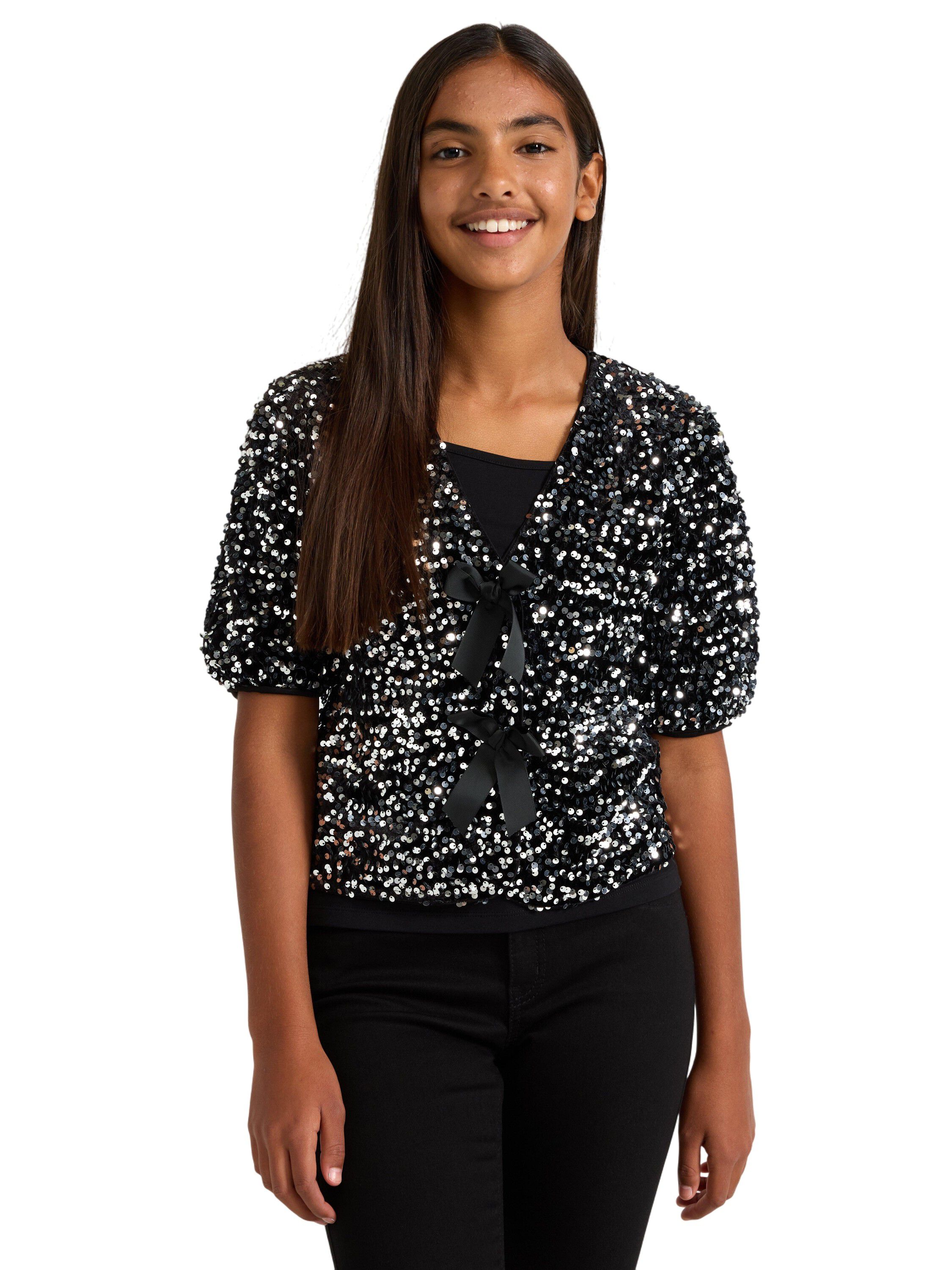 Kort&auml;rmad topp med paljetter och ro