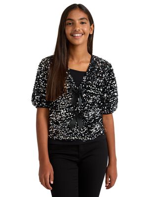 Kort&auml;rmad topp med paljetter och ro