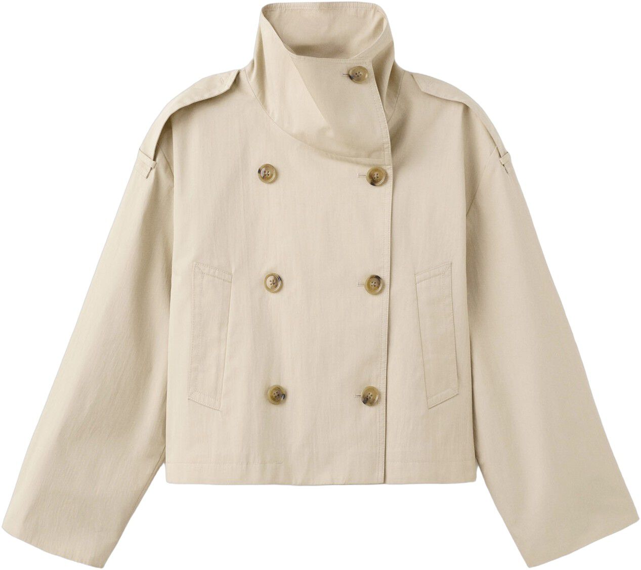 Double-breasted cropped trench coat