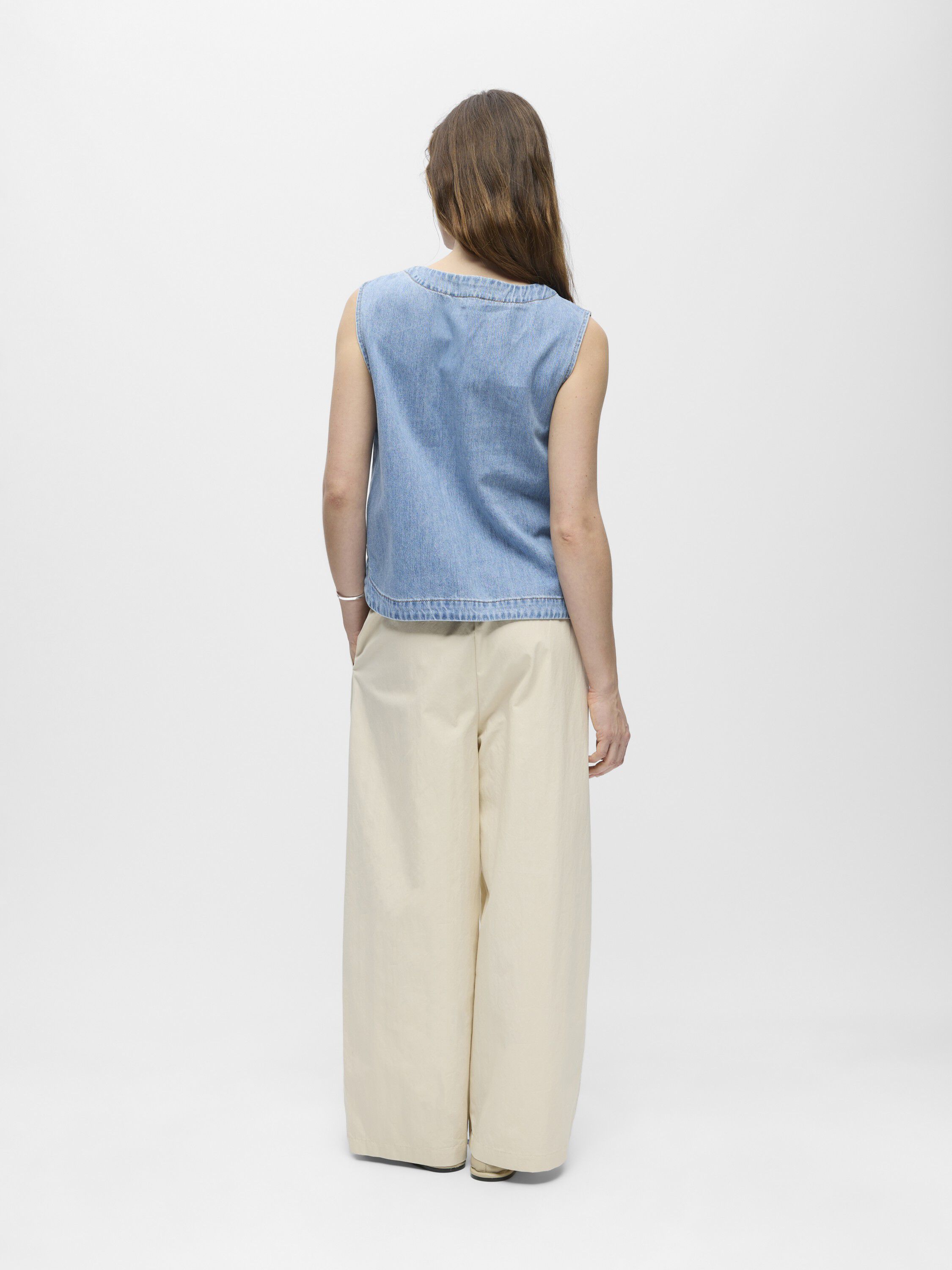 OBJROSIE S/L LO DENIM TOP DIV