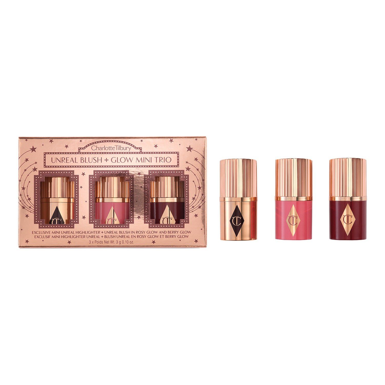 Unreal Blush Glow Mini Trio - Trio-s&aelig;t til l&aelig;berne