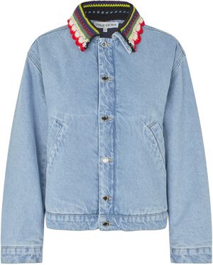 2453 Double Rinse Denim, Collared Cropped Bomber