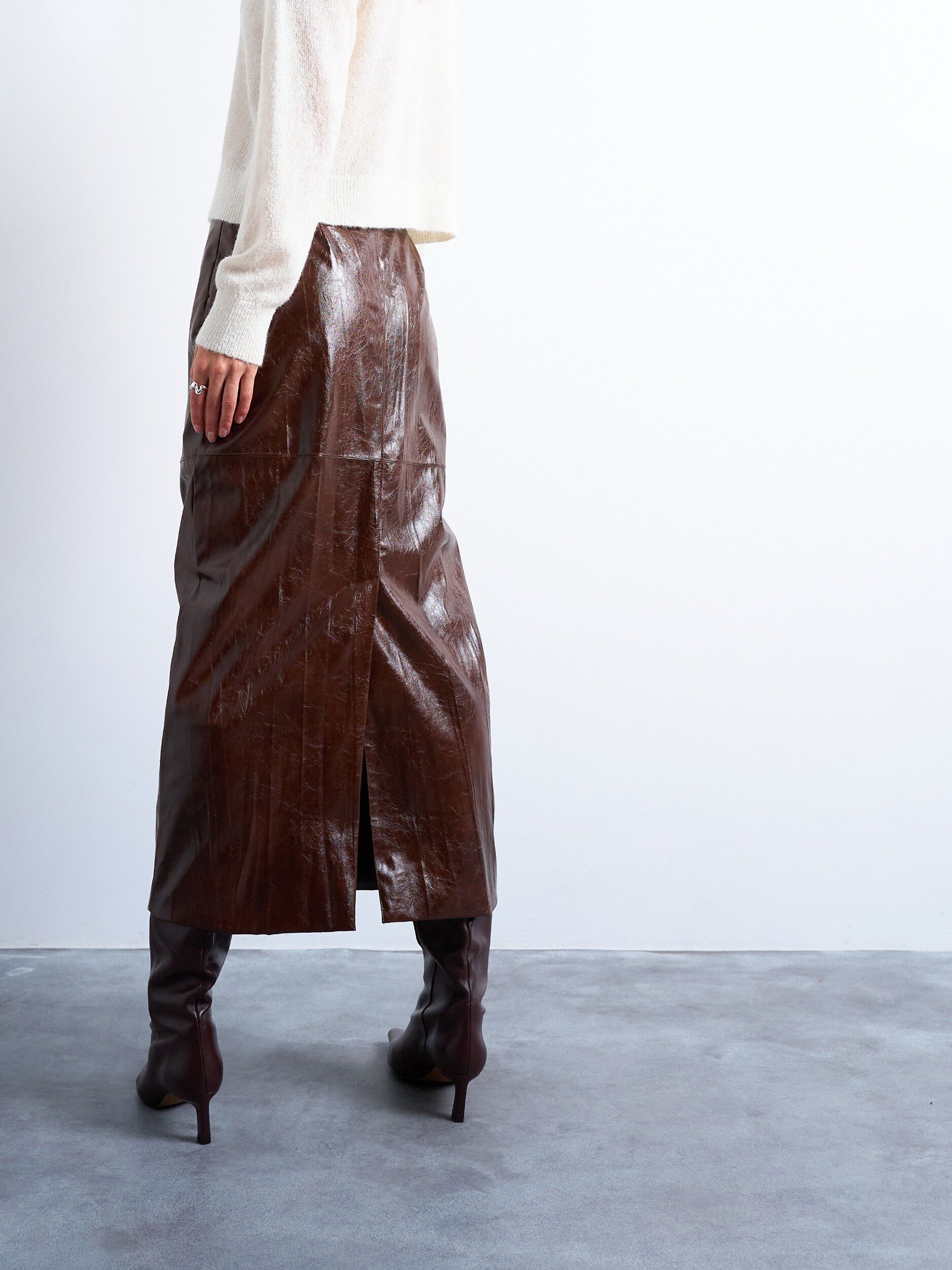 TSWENDY PU MIDI SKIRT