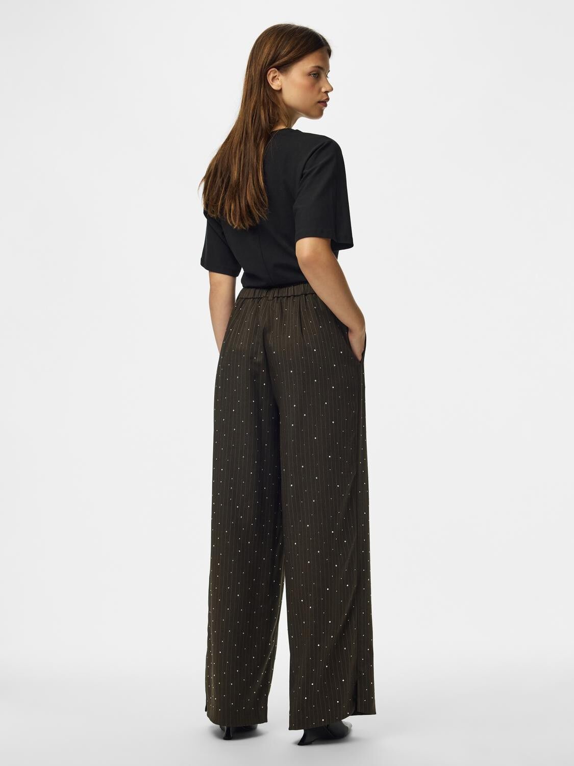 Pcfalka Pinstripe Hw Pants W. Rhinestone