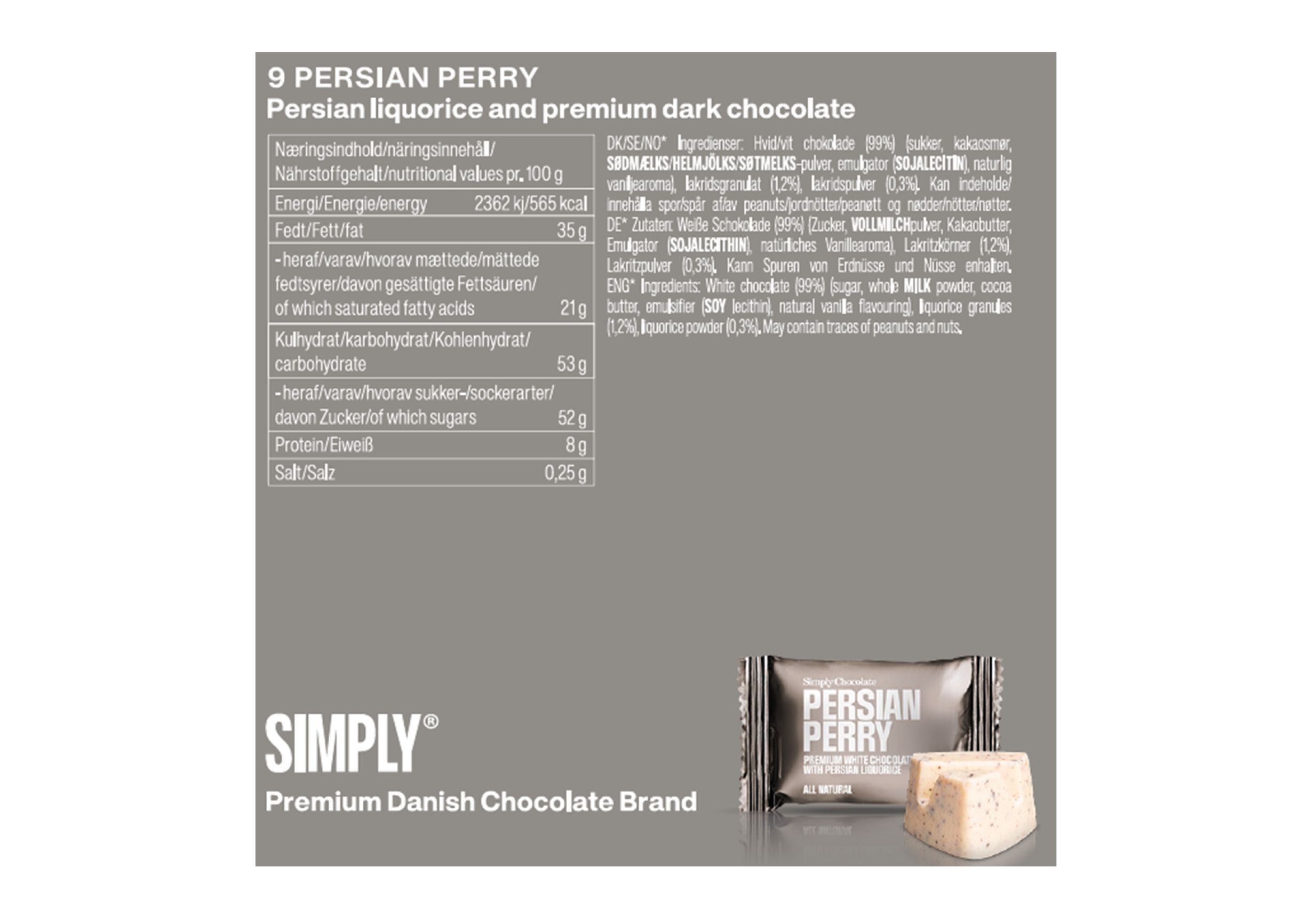 Simply&reg; PERSIAN PERRY chokolade&aelig;ske (90g)