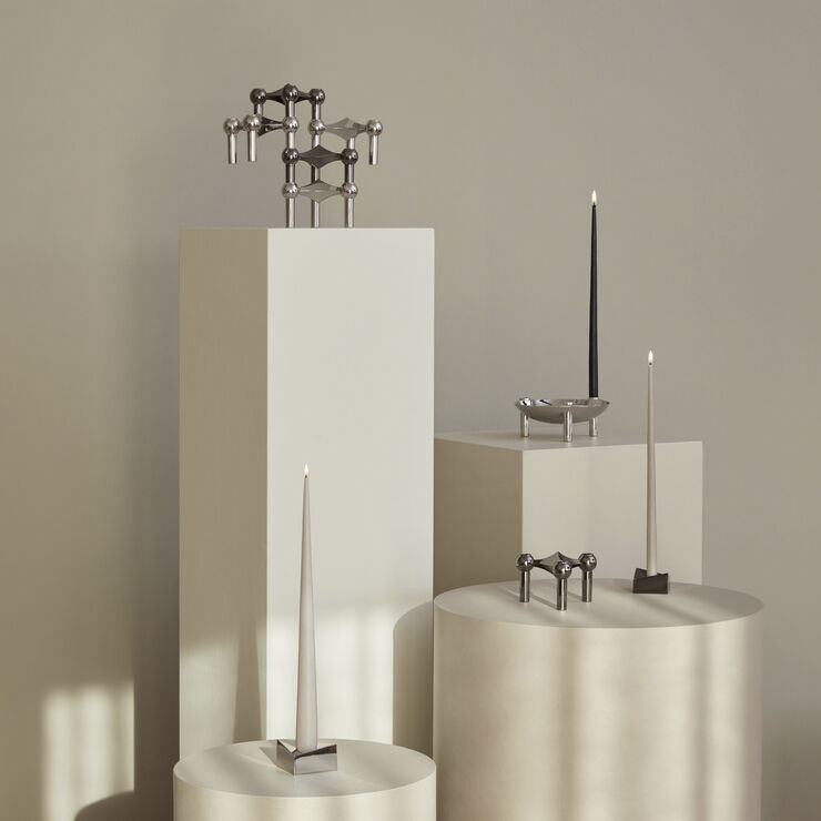 STOFF Nagel® 3-pak lysestage sort krom