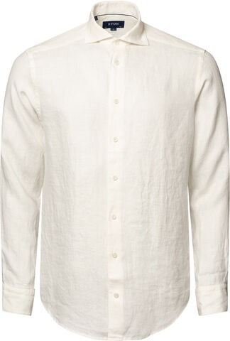 Slim Fit White Twill Linen Shirt