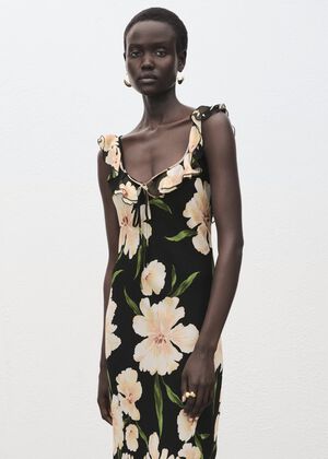 Floral-print dress with ruffle deta