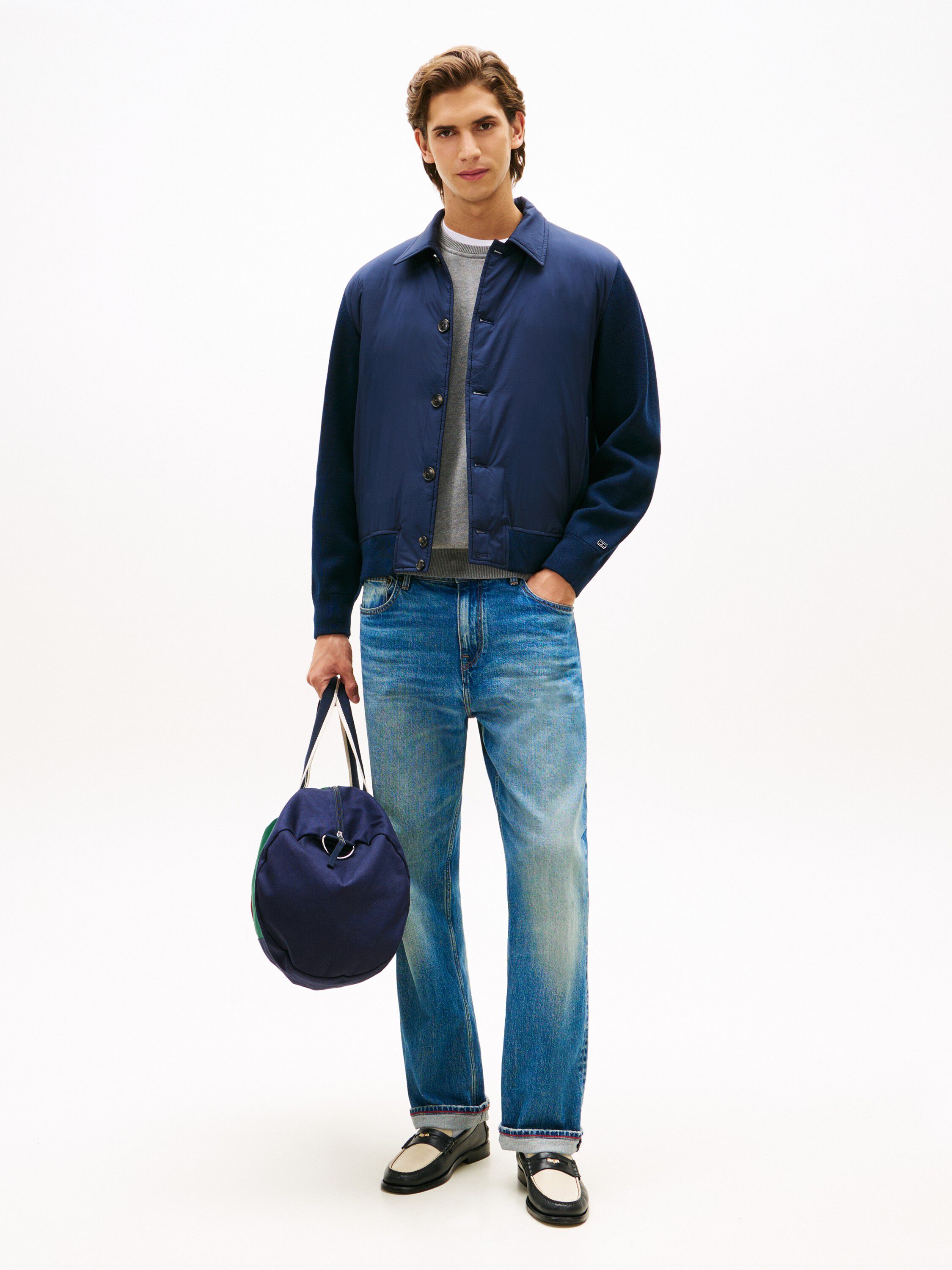 Smart Casual Mixed Texture Relaxed Jacket