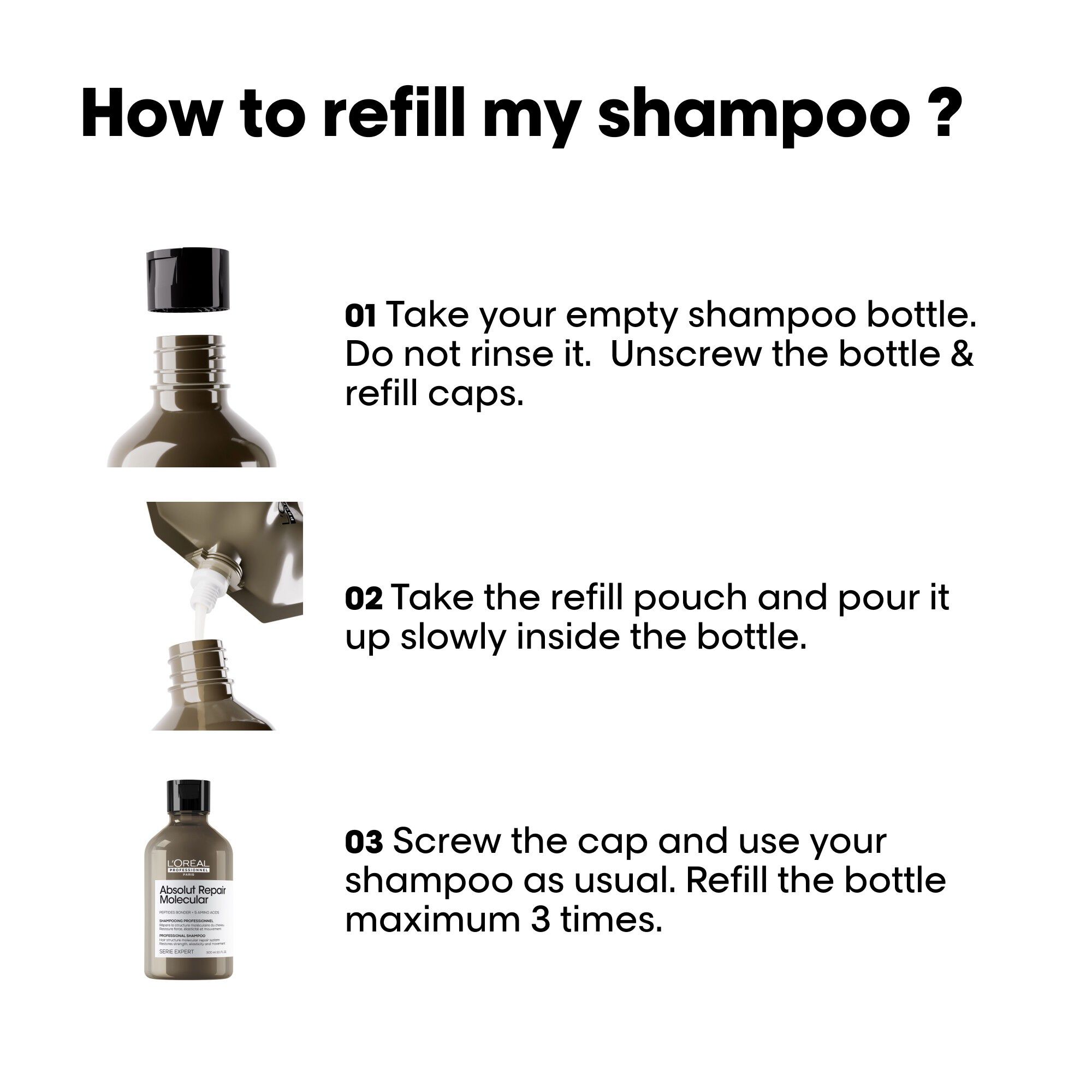 L'Or&eacute;al Professionnel Absolut Repair Molecular Shampoo Refill 500ml