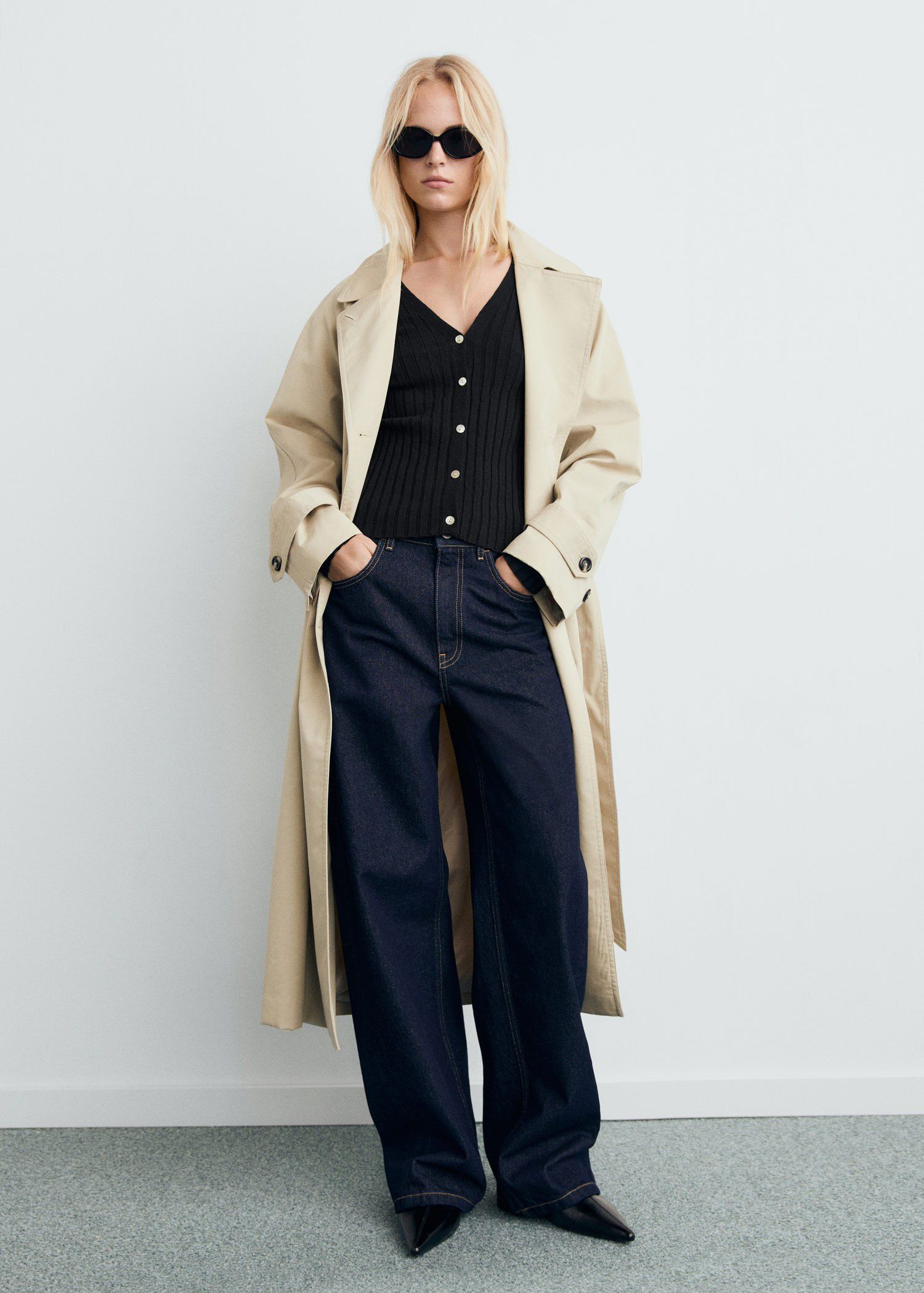 Fine rib knit cardigan