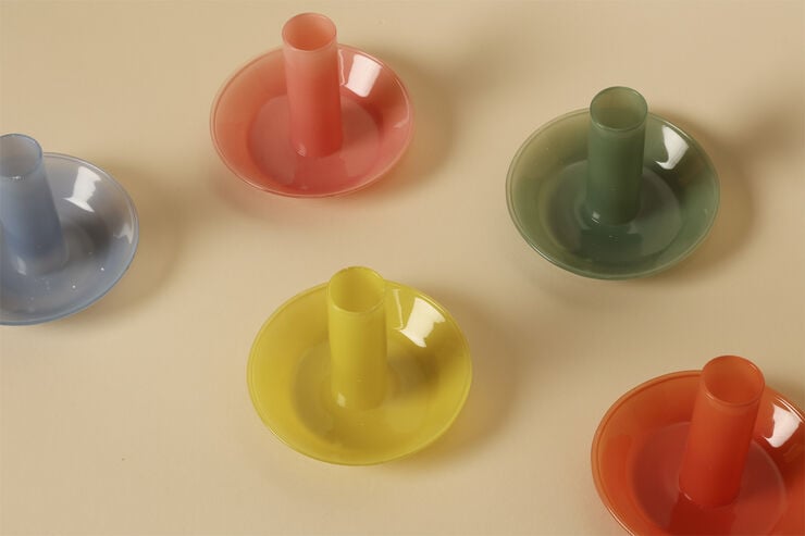 Glas lysestage, orange, 10xø8 cm