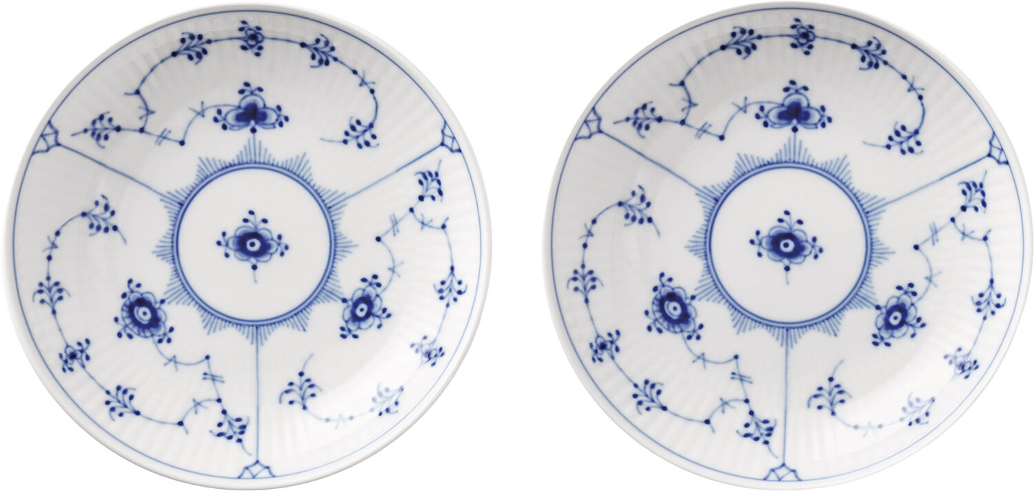 Musselmalet Riflet sk&aring;l s&aelig;t, 15 cm. , 2 stk.