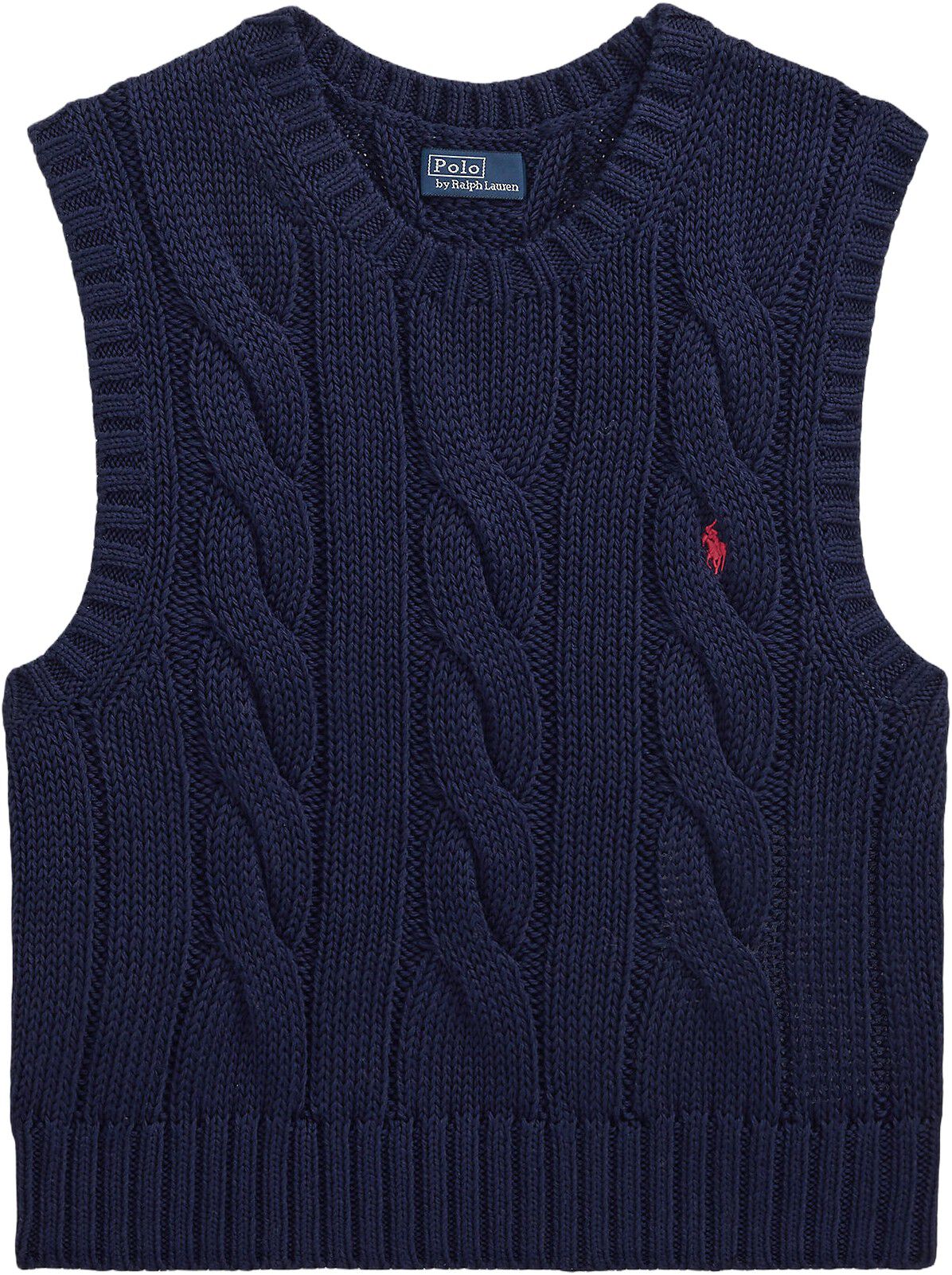 Cable-Knit Cotton Cropped Vest