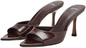 Patent leather high-heeled sandals