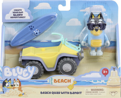 Bluey figure and vehicle beach