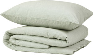 Stripe washed percale green/white