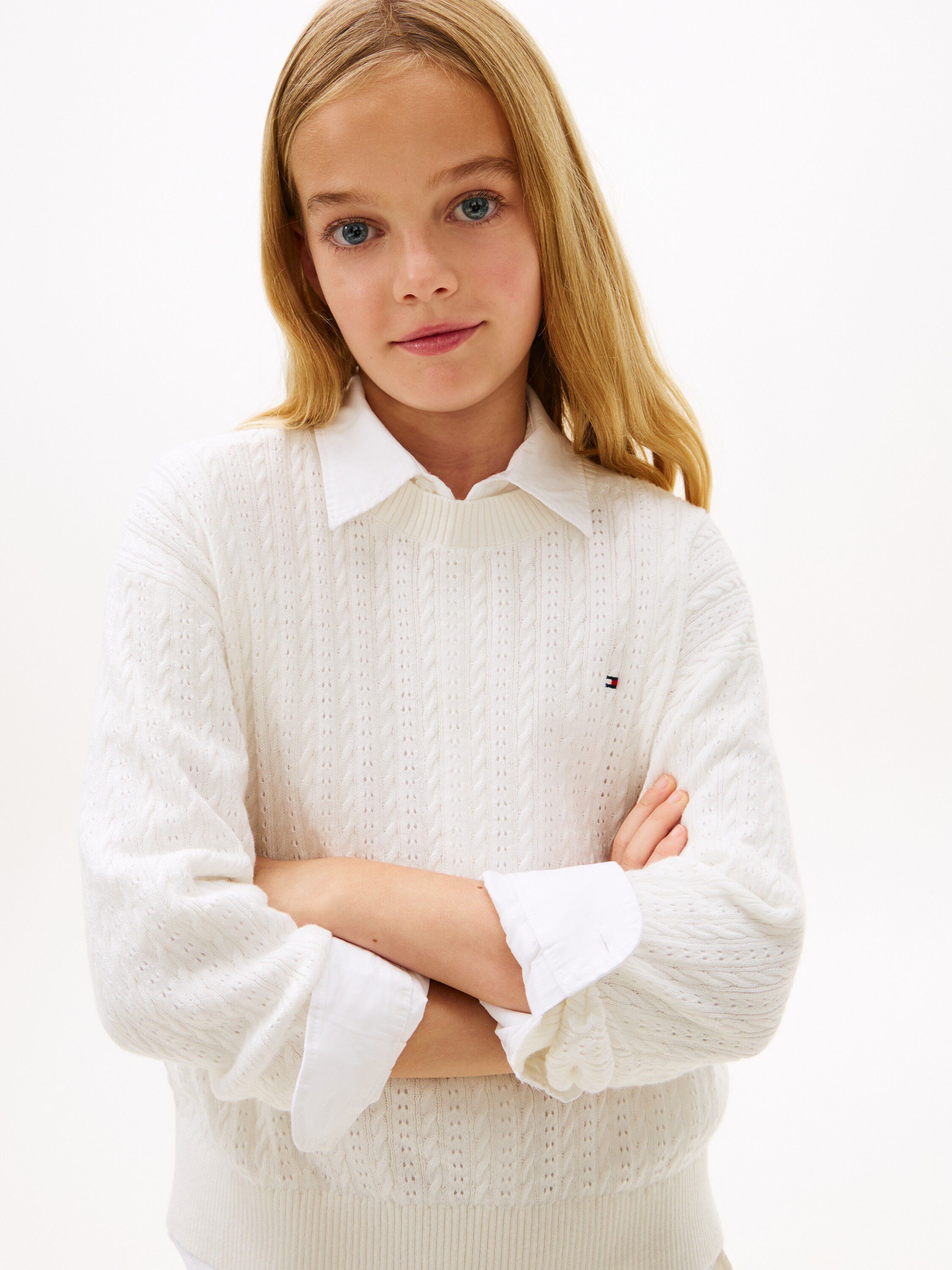 POINTELLE CABLE SWEATER