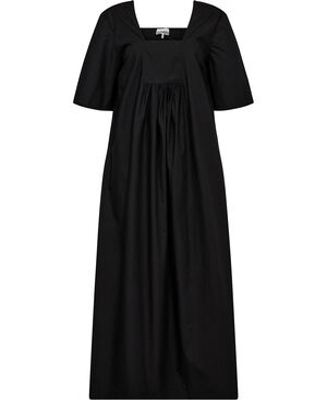 Cotton Poplin Open-neck Maxi Dress