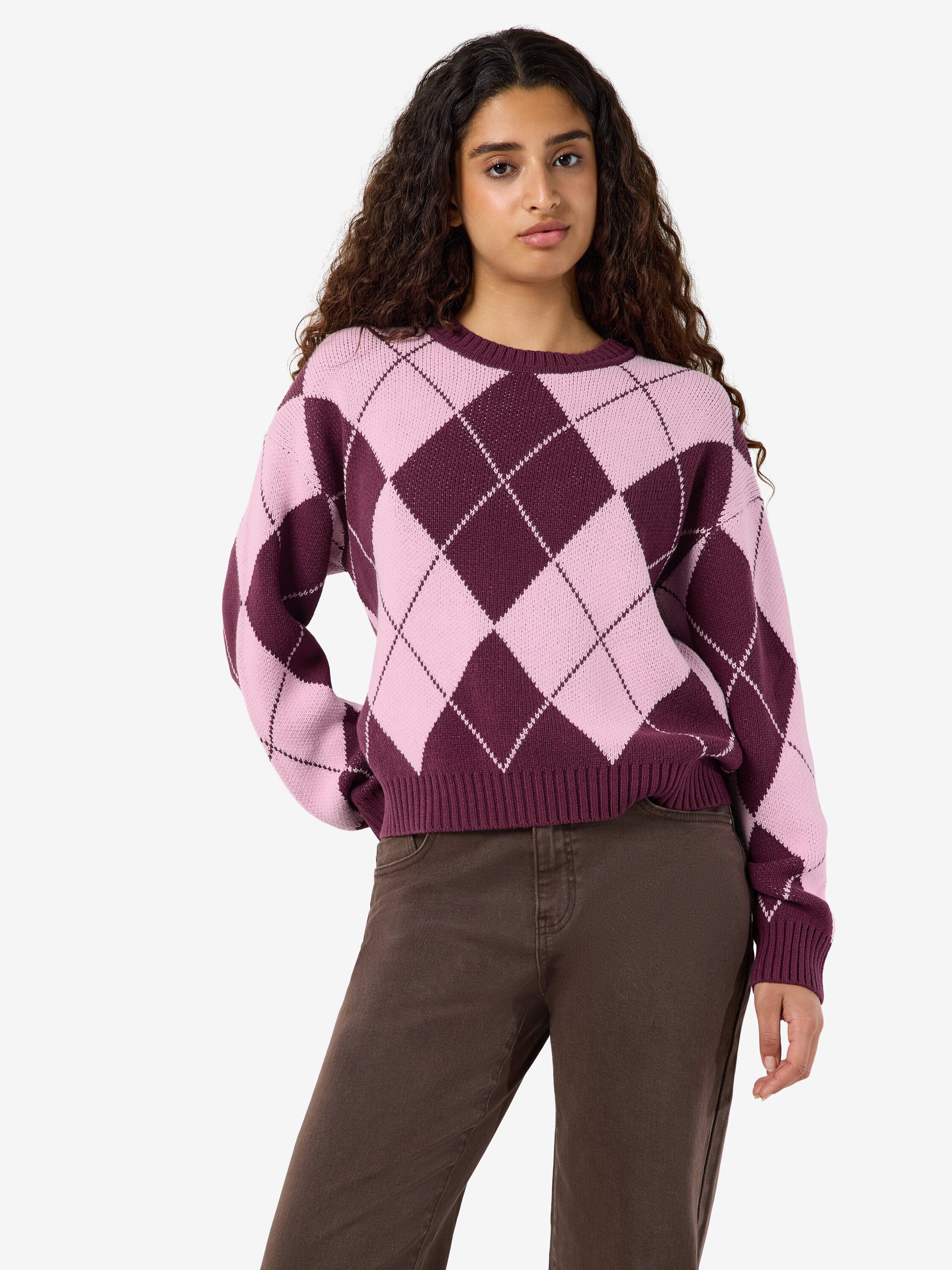Nmacy L/S O-Neck Argyle Knit
