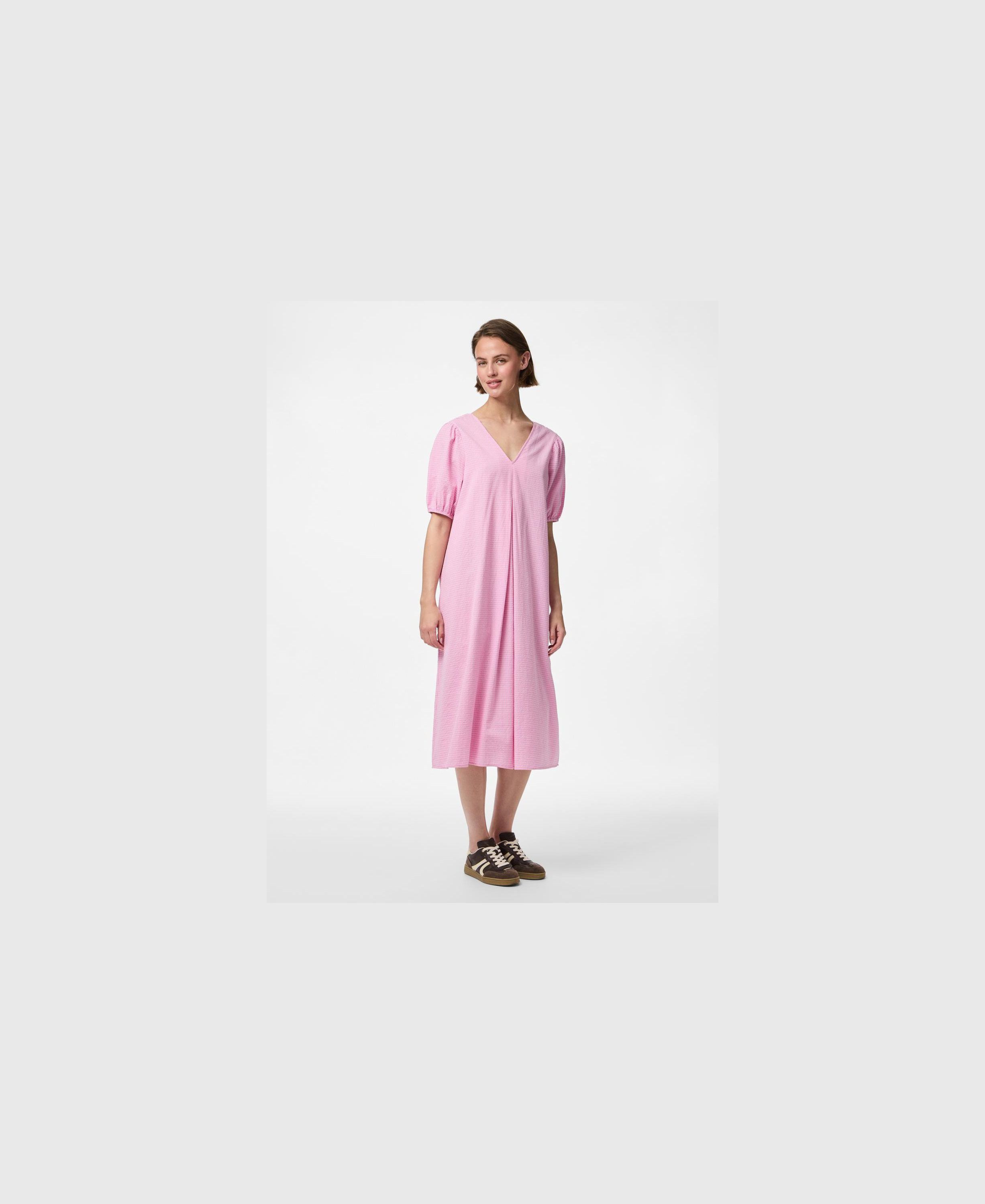 PCALMA 2/4 V-NECK MIDI DRESS WVN D2