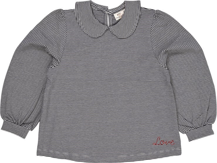 STRIPED BLOUSE W. COLLAR LS