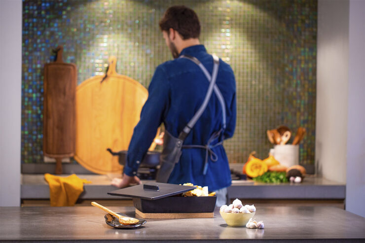 Læderforklæde Suspender Serie Apron Vintage Grey