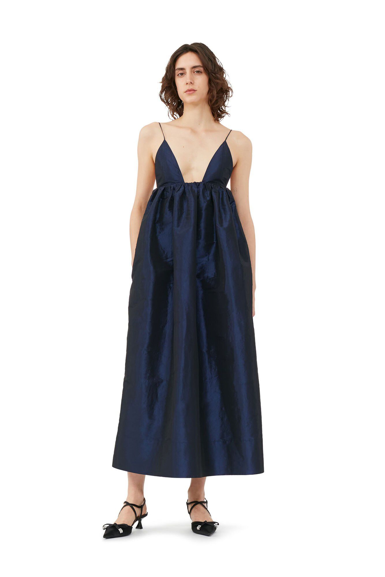 Shiny Taffeta Strap Dress