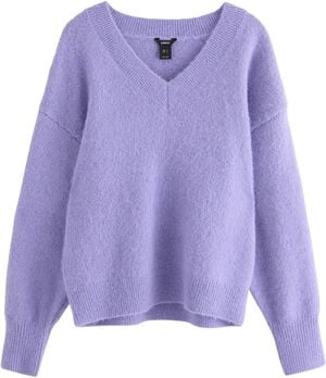 Strikket V-hals trøje med en afslap