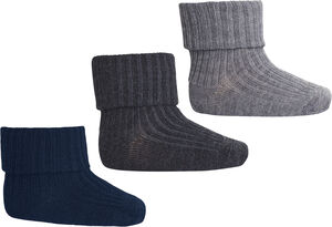 Wool rib baby socks 3 pack