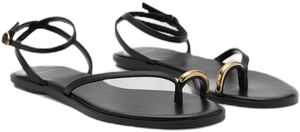 Leather strap sandals with metallic