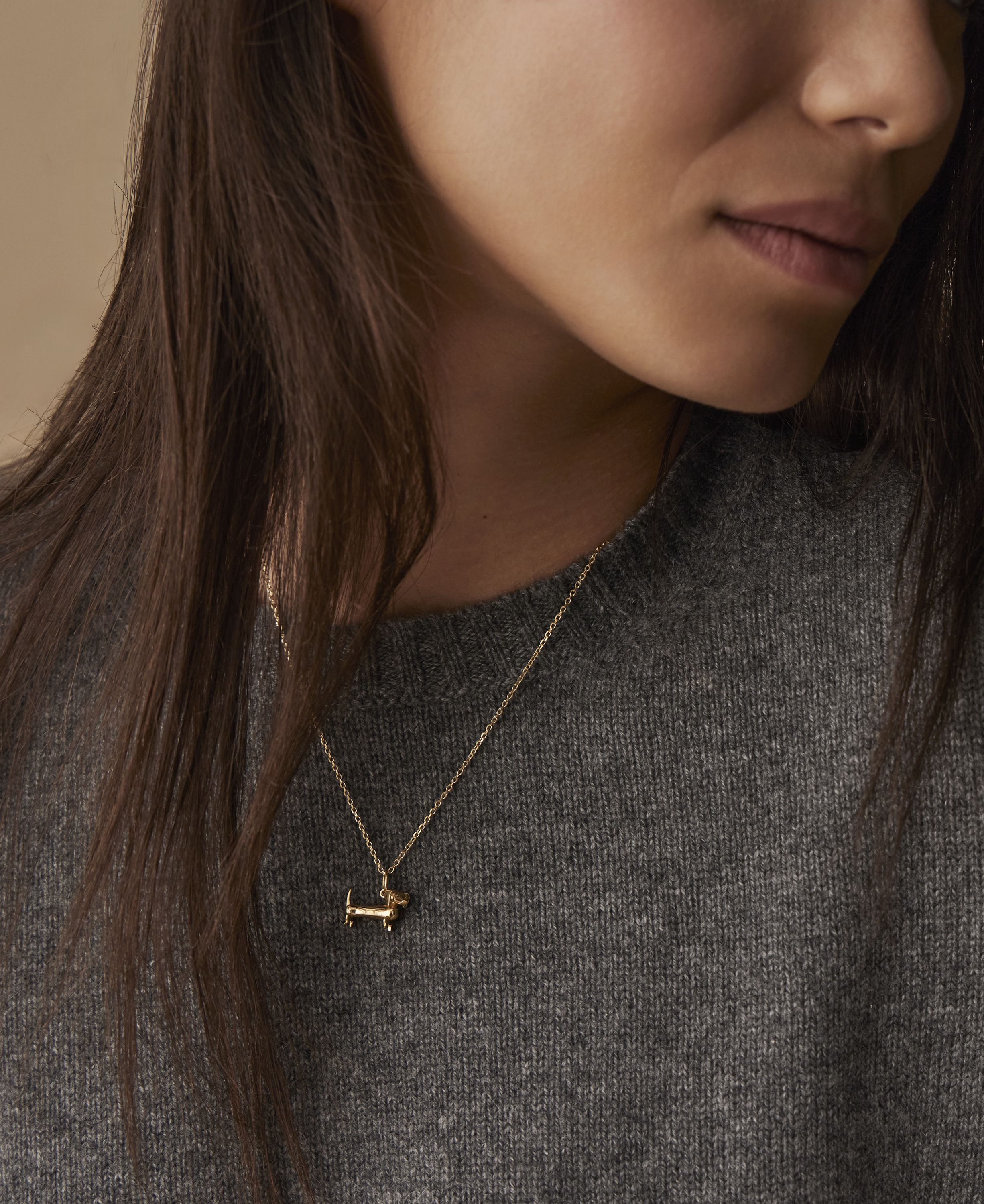 Gravhunden i 18 karat forgyldt s&oslash;lv med k&aelig;de