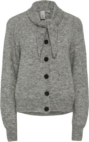 YASSALA LS TIE NECK KNIT CARDIGAN