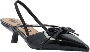 BIAKRISTIN Kitten Heel Bow Slingback Faux Leather