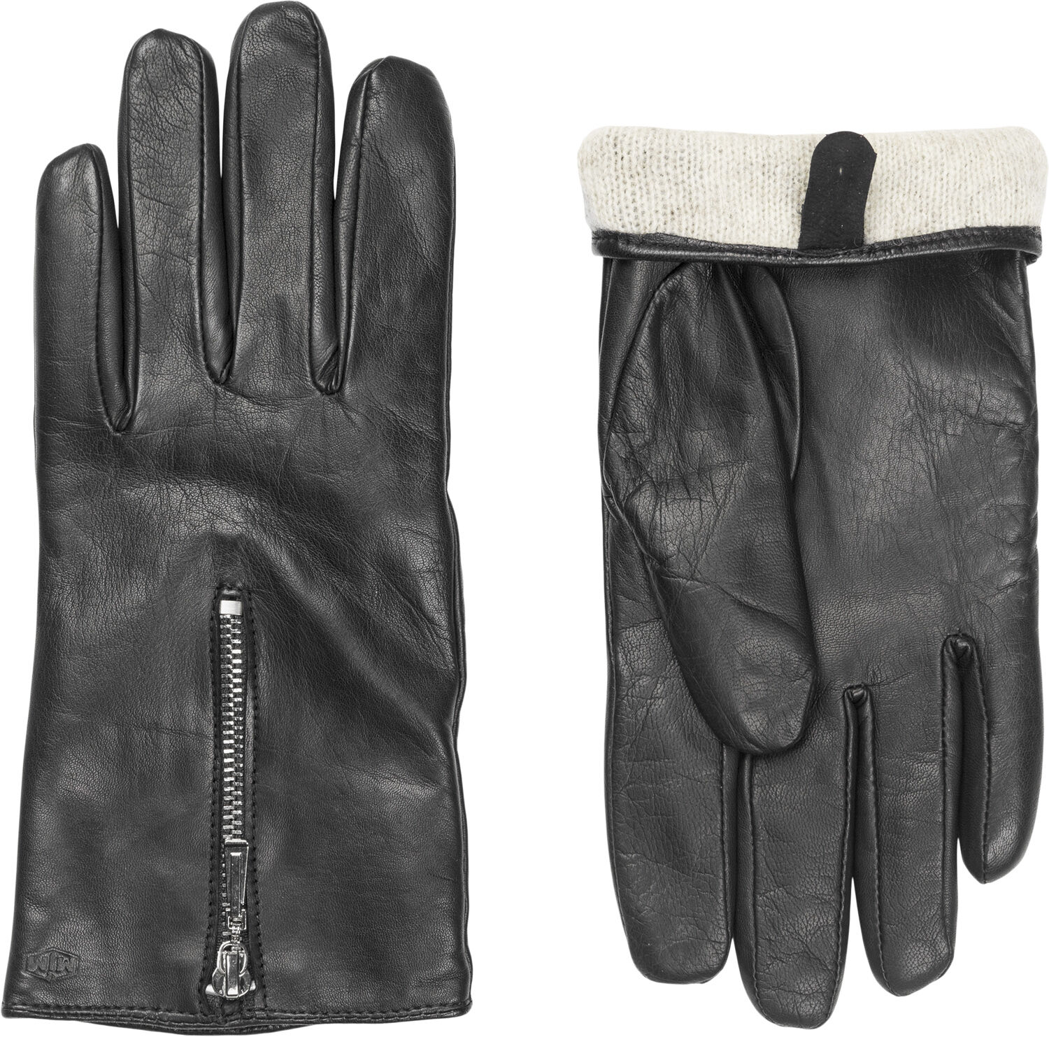 MJM Glove Zipper W Leather Black