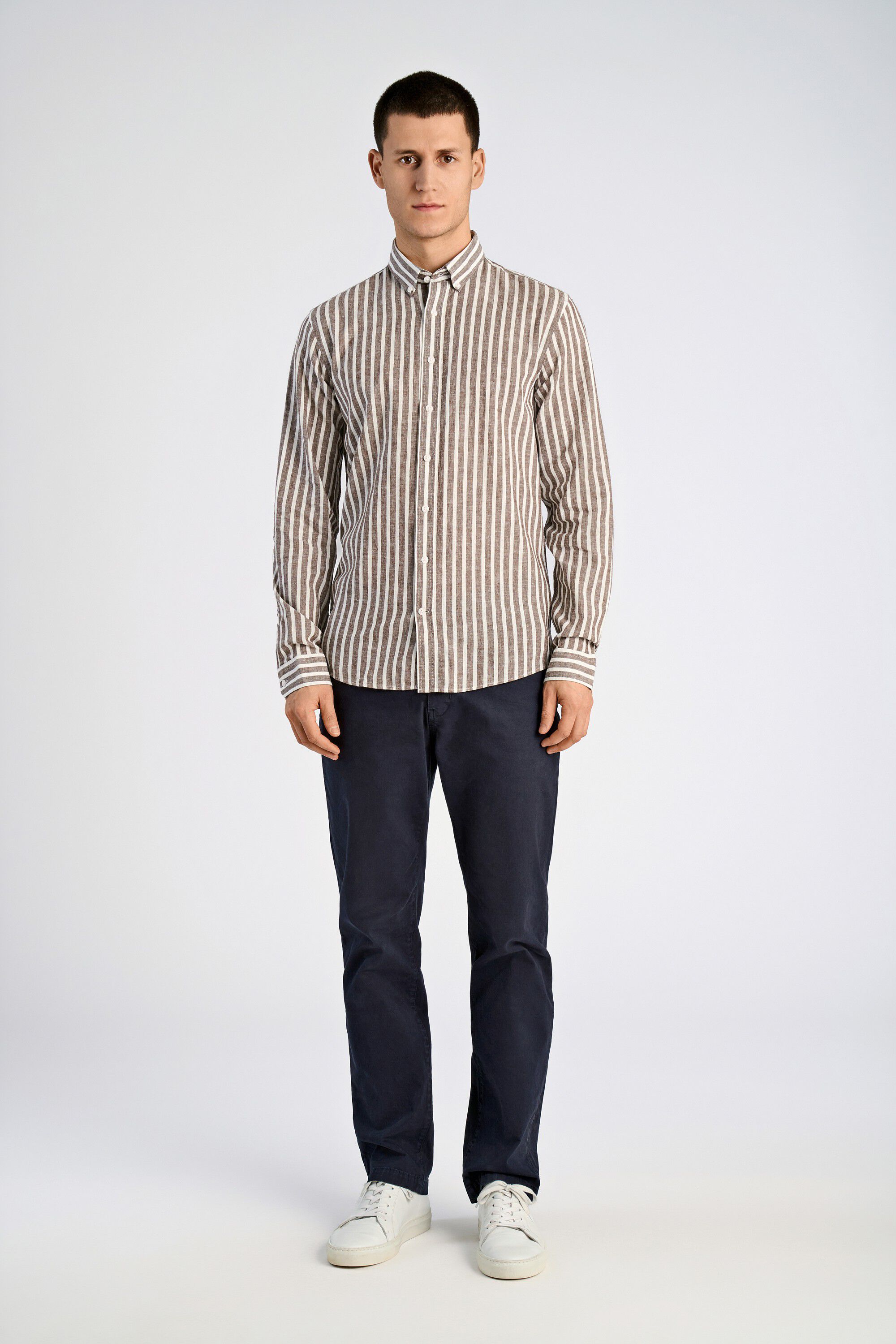 Striped cotton/linen shirt L/S