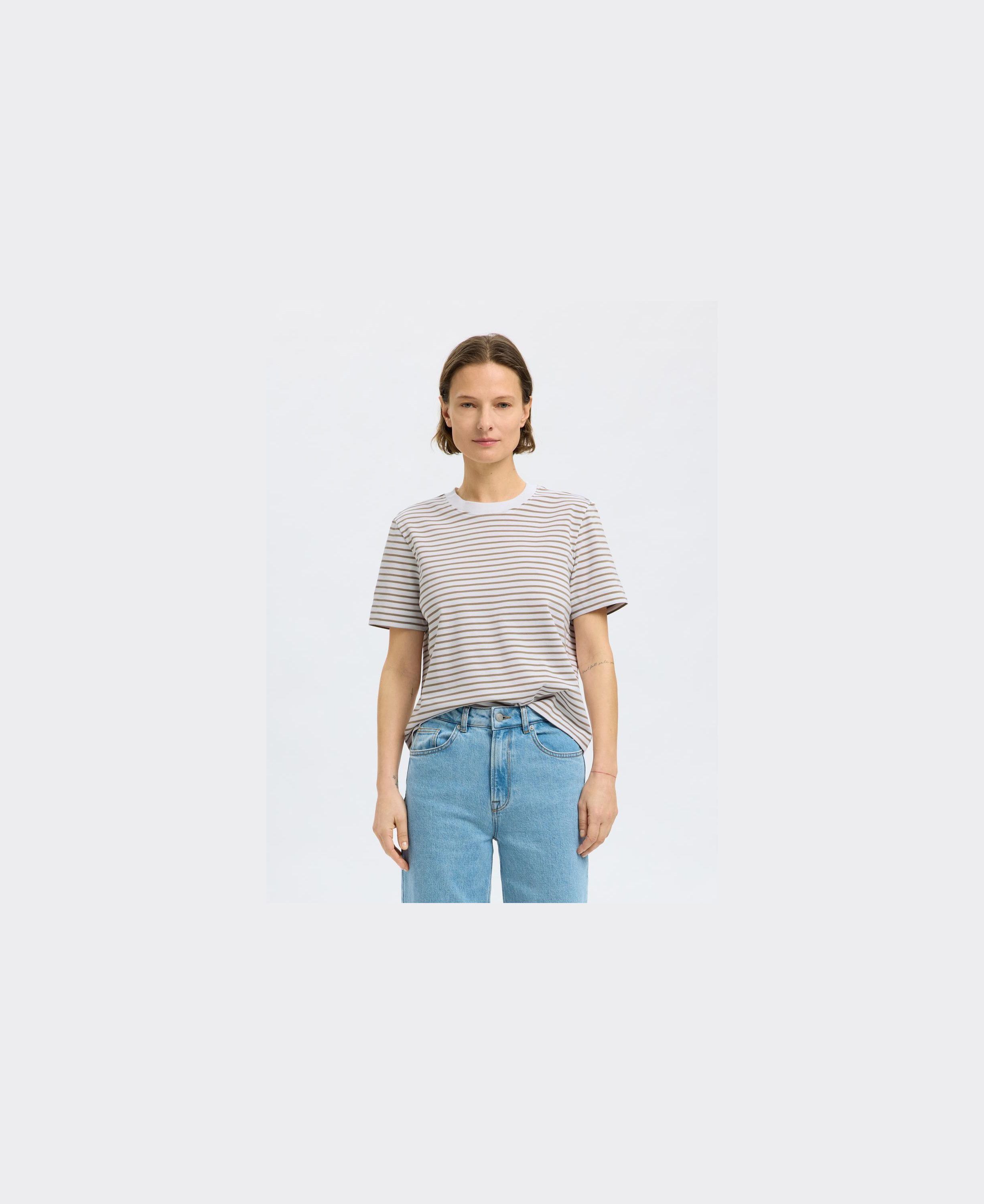 SLFESSENTIAL SS STRIPED BOXY TEE NO
