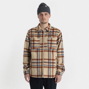 Checked wool-blend overshirt with zipper