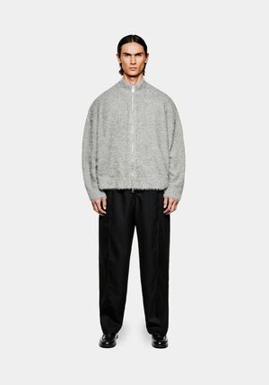 FAUX ALPACA KNIT TRACK JACKET