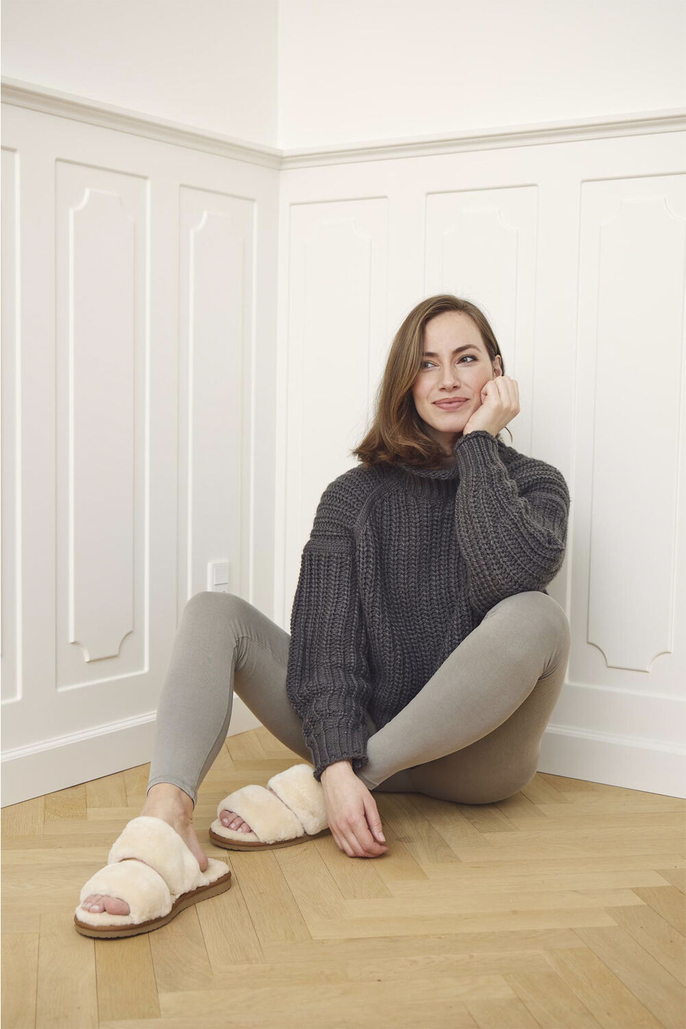 Slippers Straps (of 100% New Zealand Sheepskin) Natur