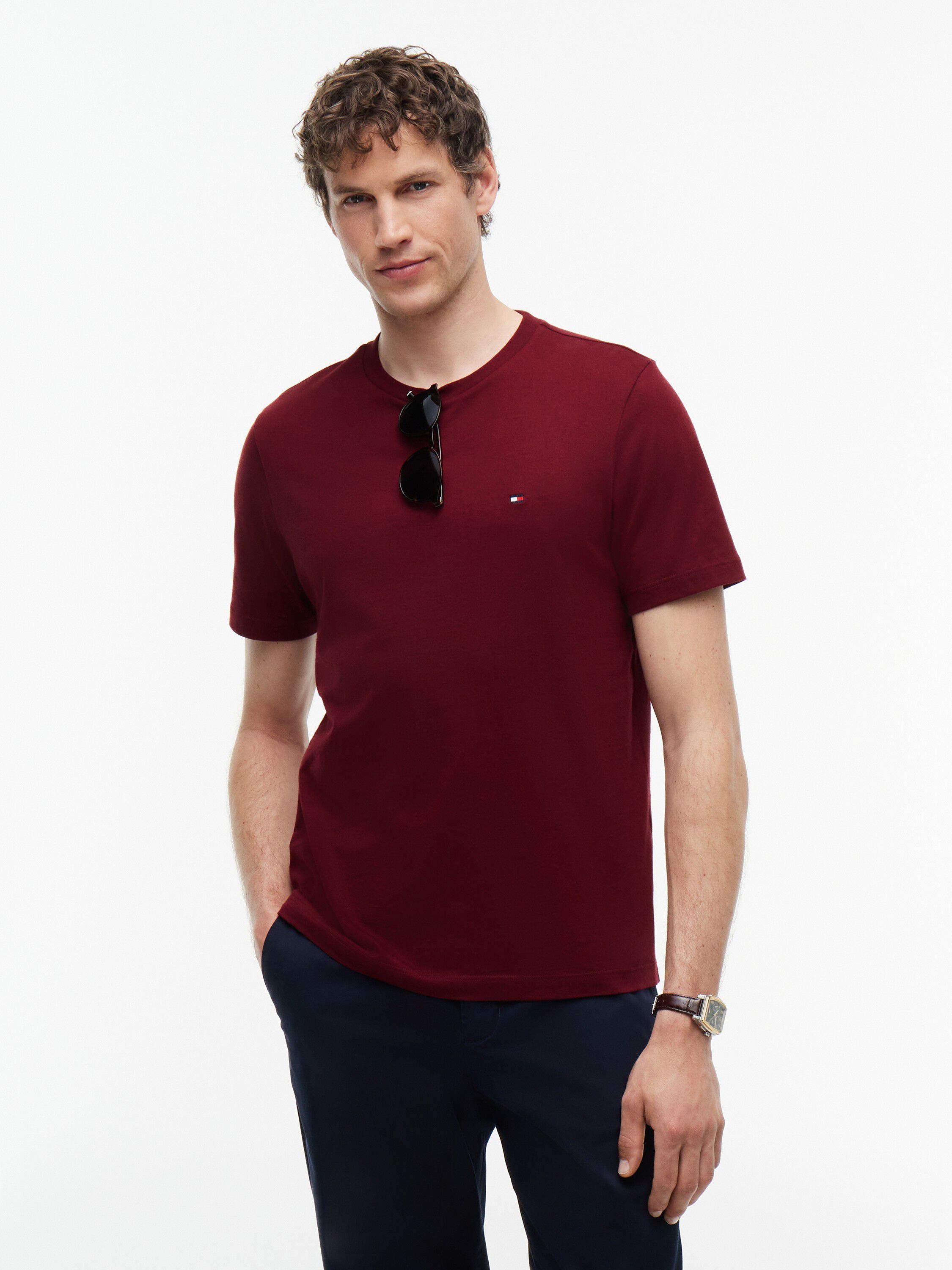 Flag Embroidery Crew Neck T-Shirt