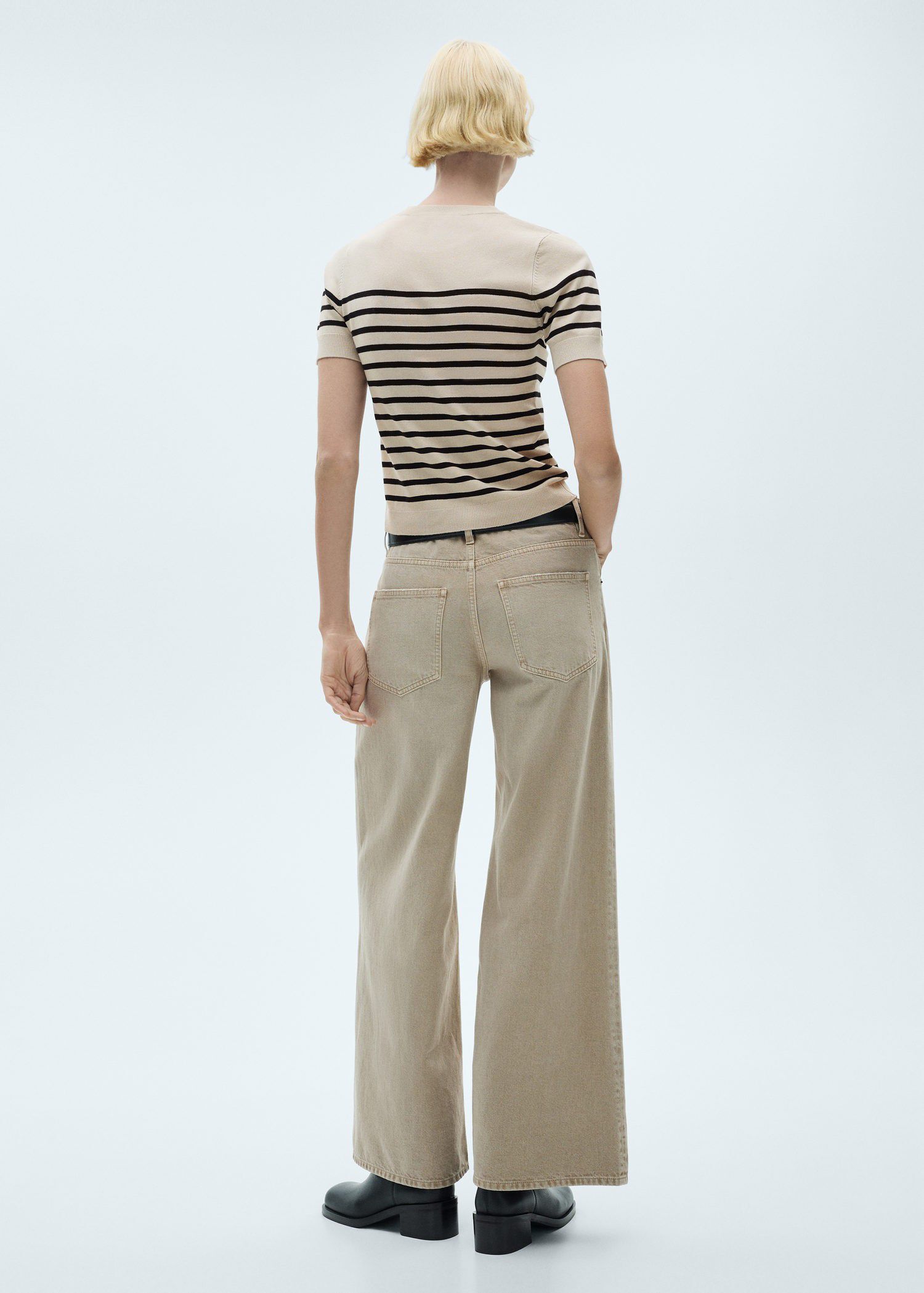 Striped short-sleeved sweater