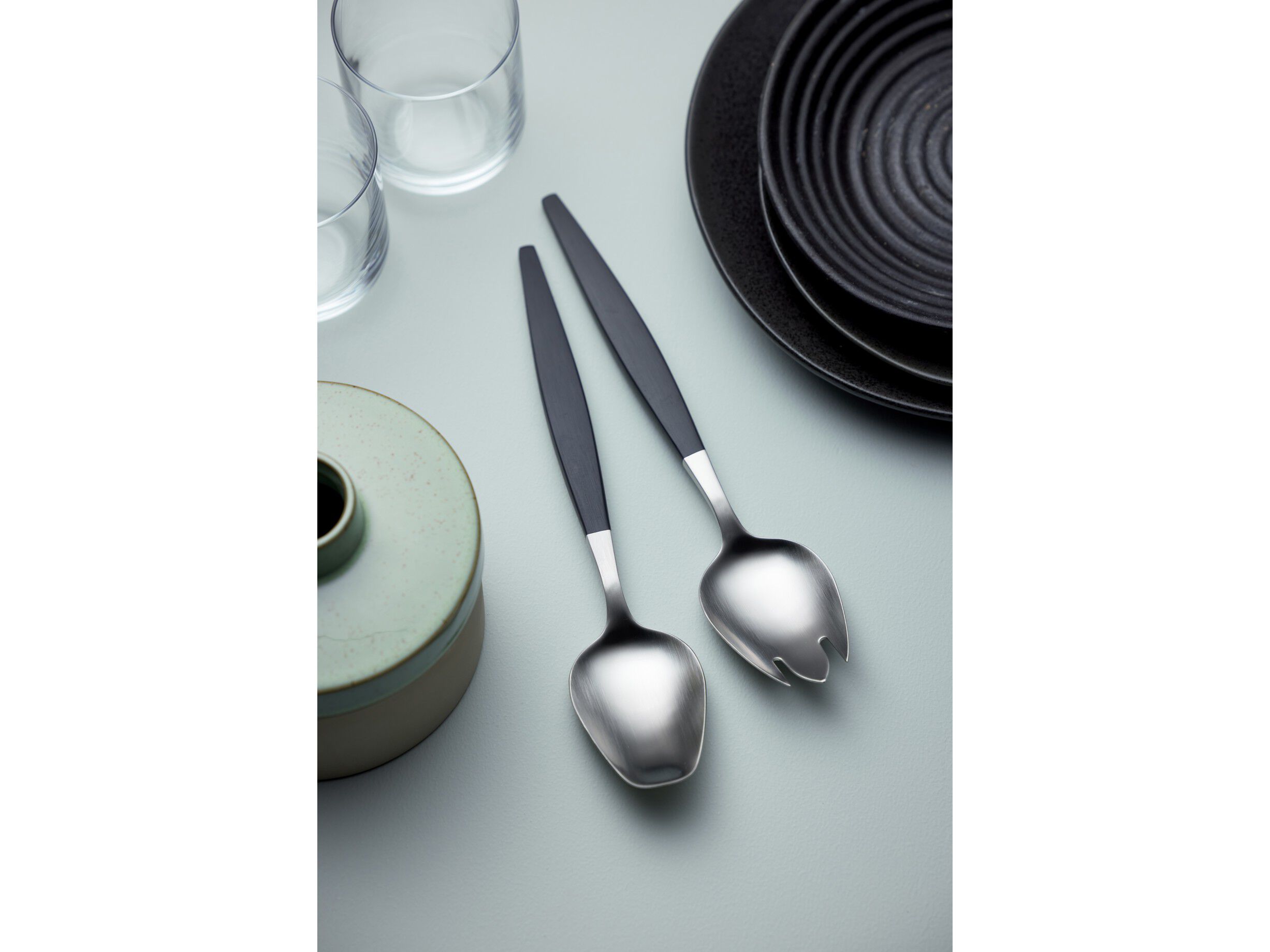 Salatbestik Focus de Luxe 26,8 cm Sort/Mat st&aring;l