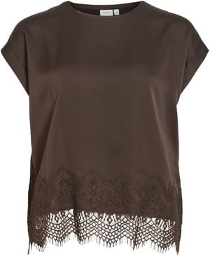 VIELLETTE S/S FULL SATIN LACE TOP -